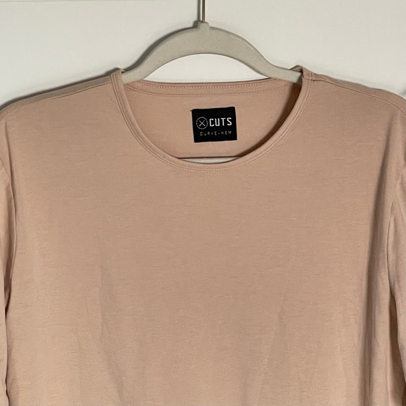 CUTS Tan Cotton Blend Stretch AO Long Sleeve Curve-Hem Tee - 35569 - Picture 4 of 14